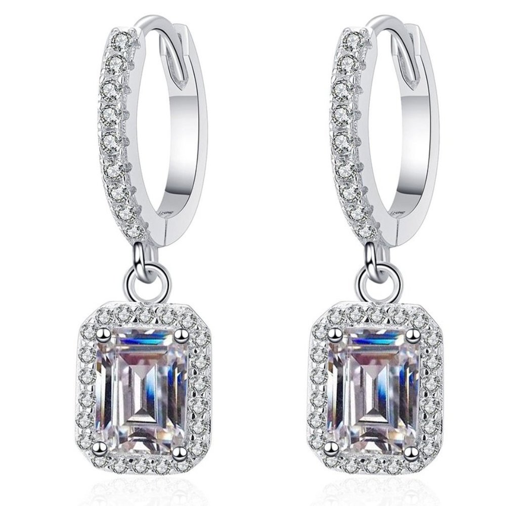 Emerald cut 2-Carat tw Earrings GRA Lab Certified Moissanite Sterling Silver